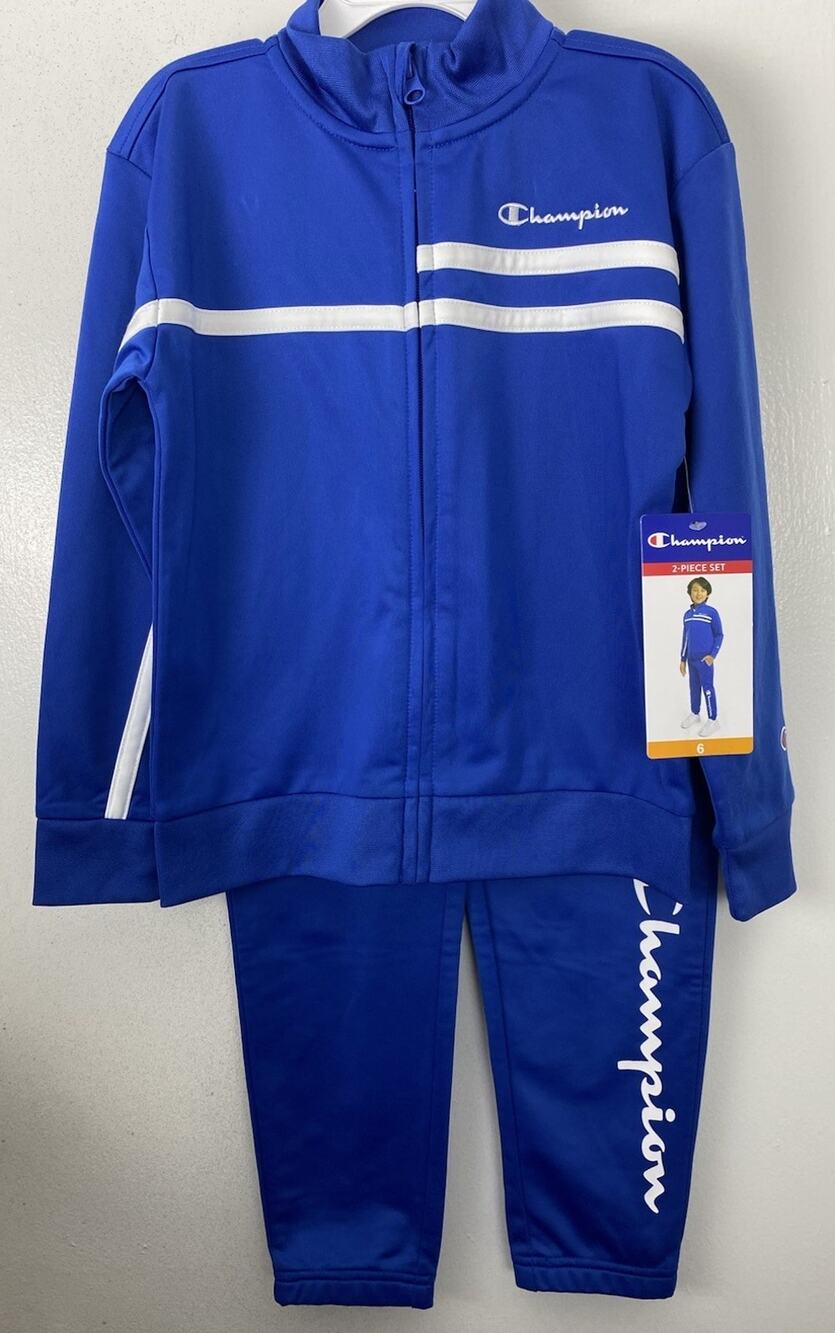 Champion Boys 2-Piece Tracksuit Set Blue White Size 6 New With Tags NWT